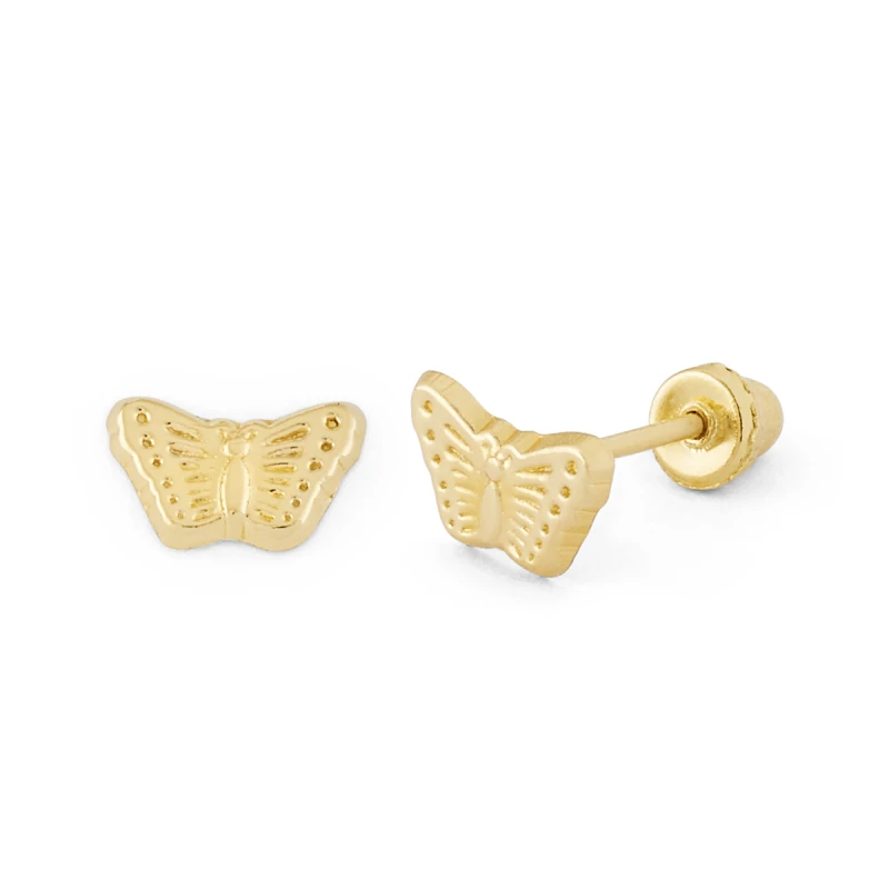 14K Gold Prominent Butterfly Stud Earrings (1953SB)
