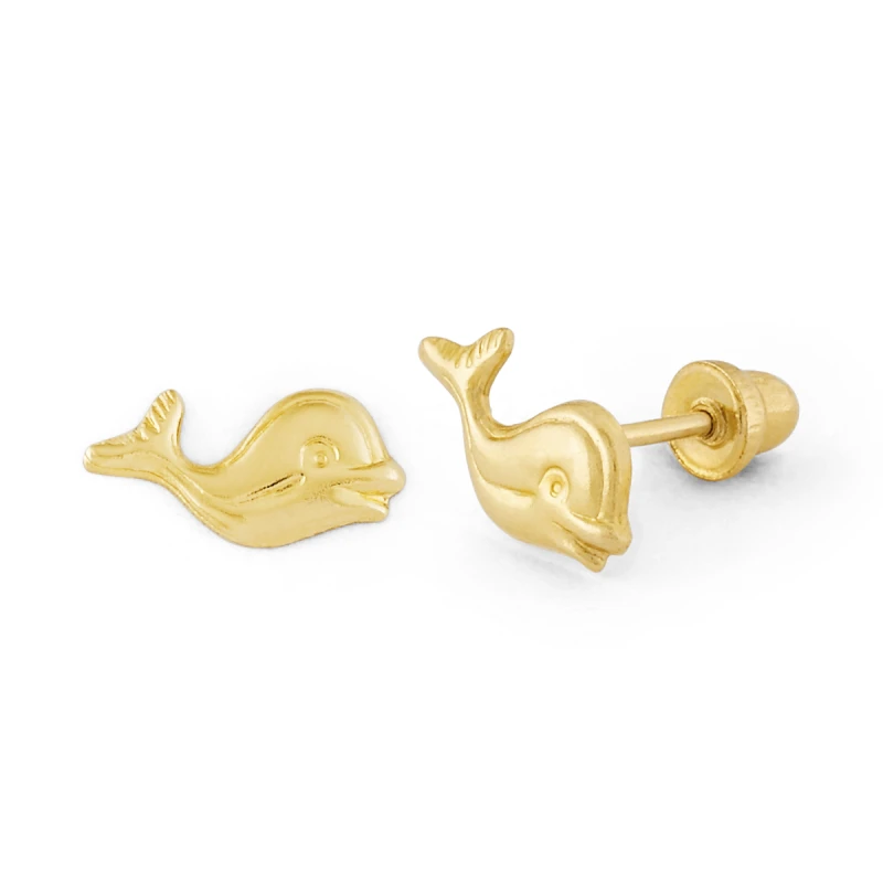 14K Gold Whale Stud Earrings (1964SB)