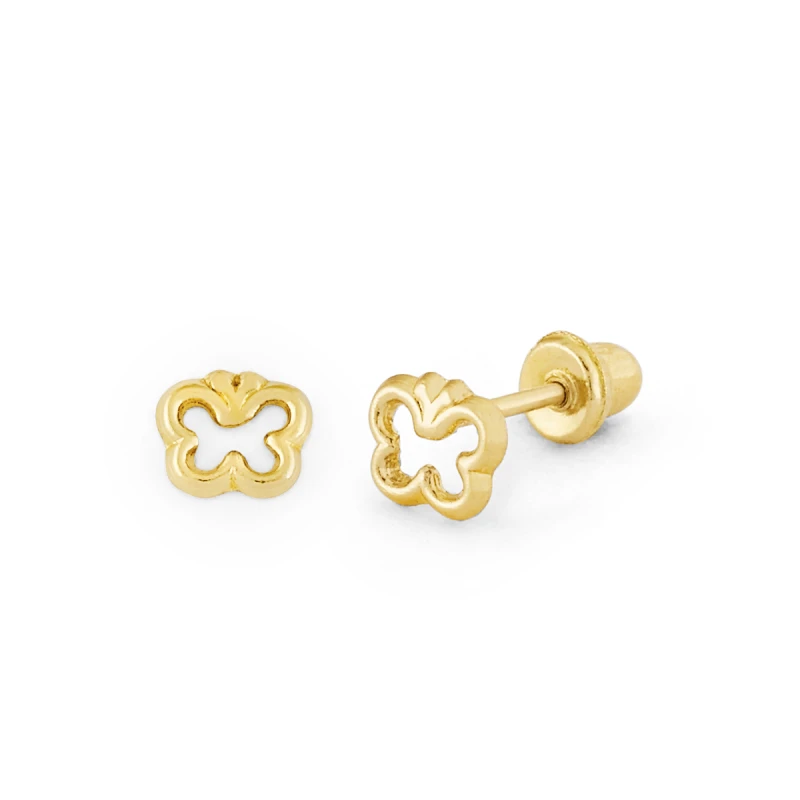 14K Gold Open Butterfly Stud Earrings (1973SB)