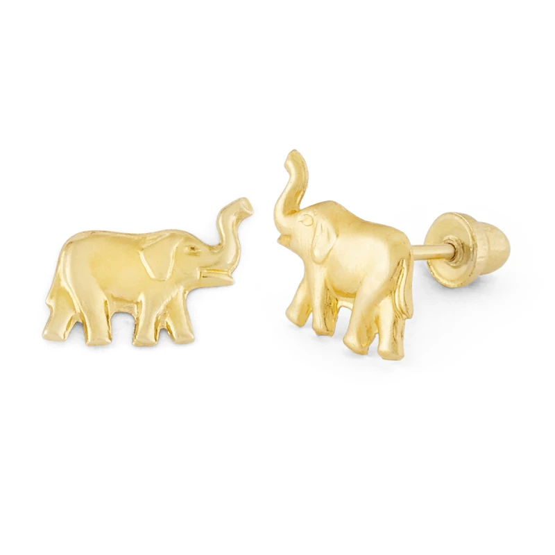 14K Gold Statement Elephant Stud Earrings (1979SB)