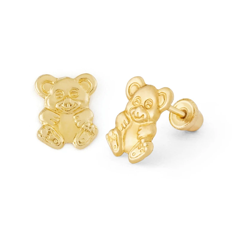14K Gold Statement Teddy Bear Stud Earrings (932SB)