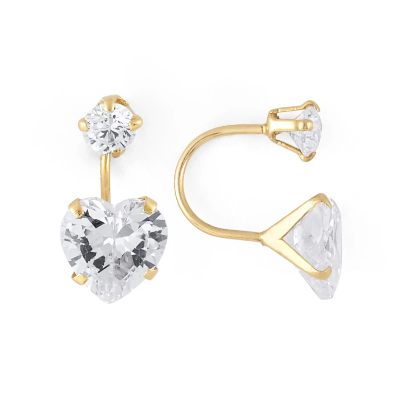 14K Gold Micro Double Round CZ Telephone Earrings (1647L1TEL)