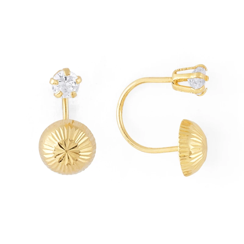 14K Gold Micro Diamond-Cut Disc Telephone Earrings (314LTEL)
