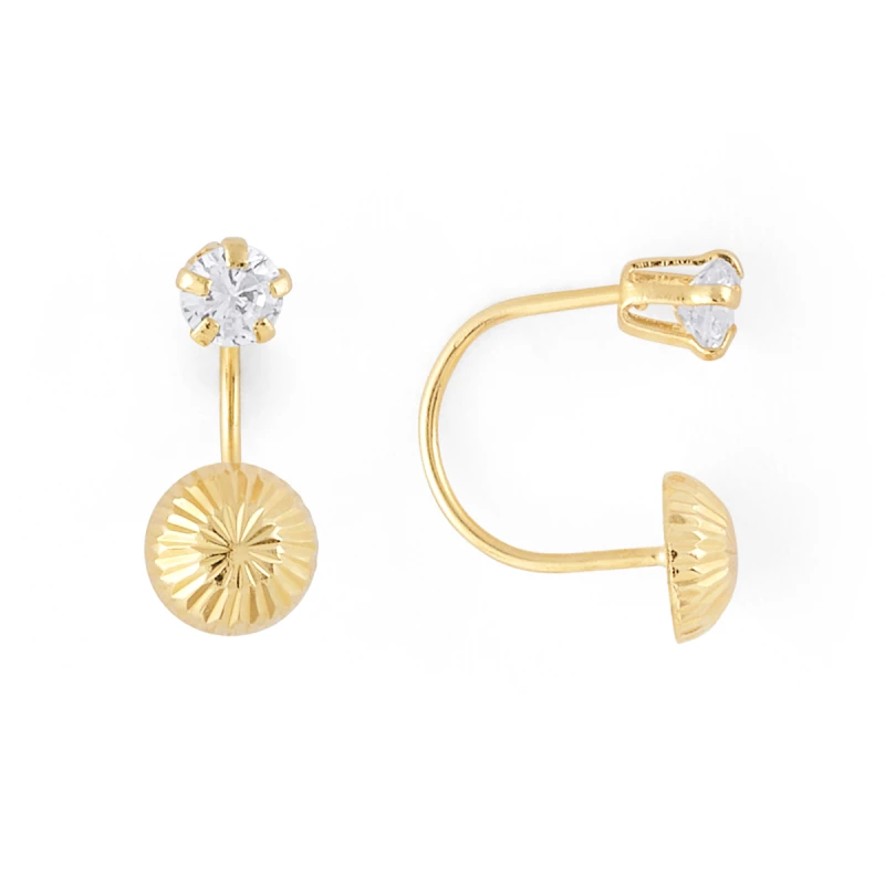 14K Gold Statement Diamond-Cut Disc Telephone Earrings (314TEL)