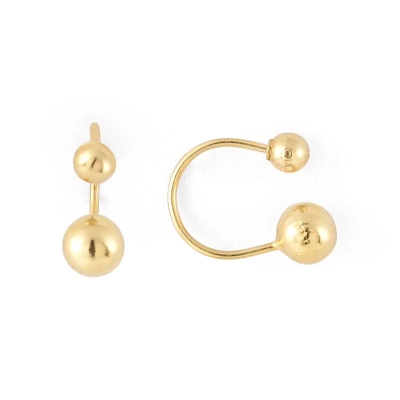 14K Gold Statement Double Ball Telephone Earrings (319STEL)