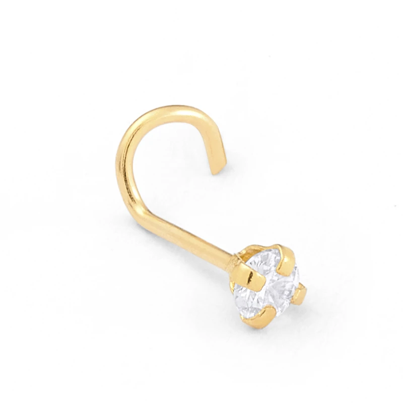 14K Gold Mid-Size Prong-Set CZ Nose Stud (1137LNR)