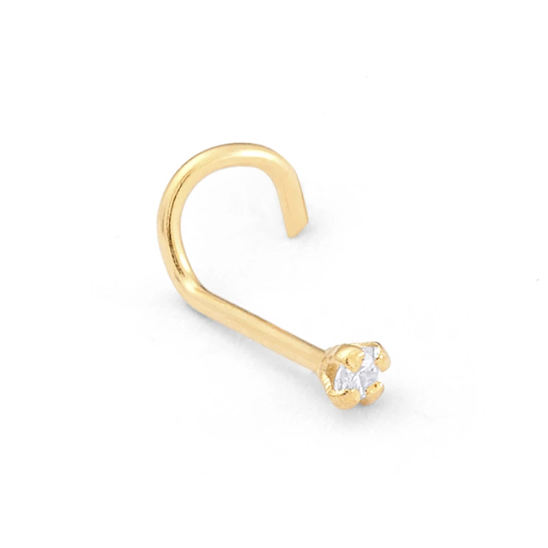 14K Gold Classic Prong-Set CZ Nose Stud (1137SNR)