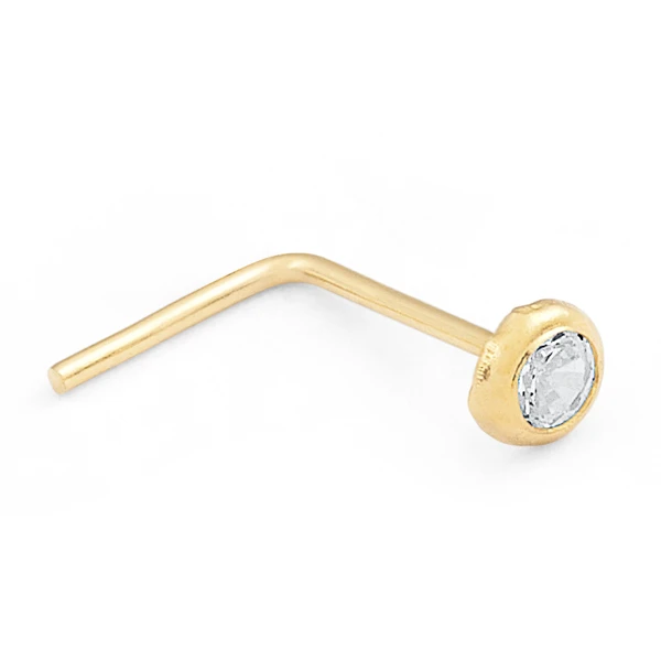 14K Gold Statement Bezel CZ Nose Stud (1144NR)