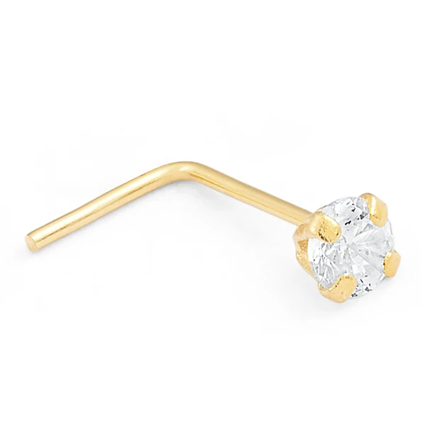 14K Gold Extra-Large Prong-Set CZ Nose Stud (1147LNR)