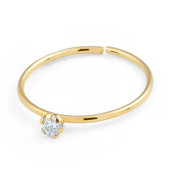 14K Gold Micro Prong-Set CZ Nose Hoop (1202NR)