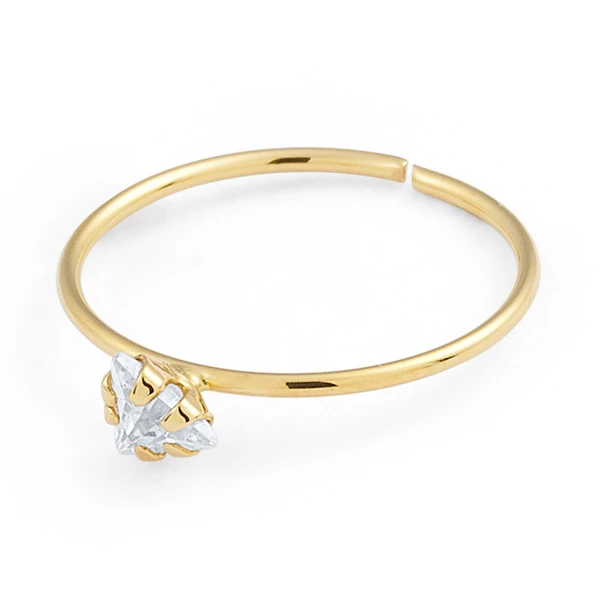 14K Gold Statement Prong-Set CZ Nose Hoop (1205NR)