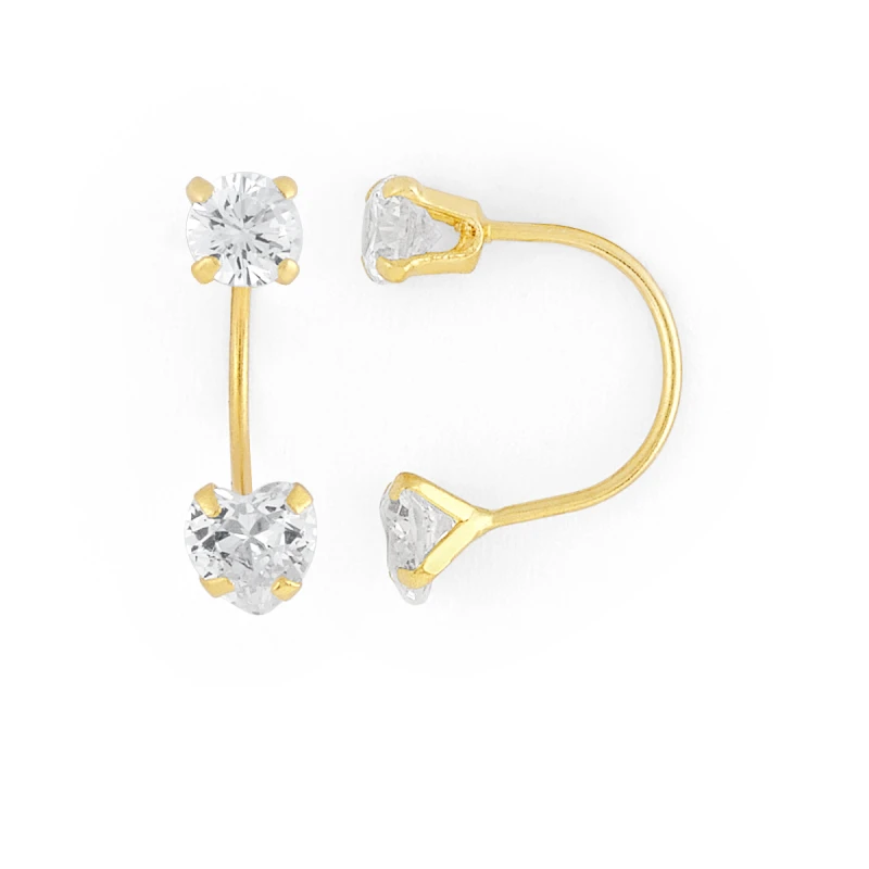 14K Gold Classic Double Round CZ Telephone Earrings (1647STEL)